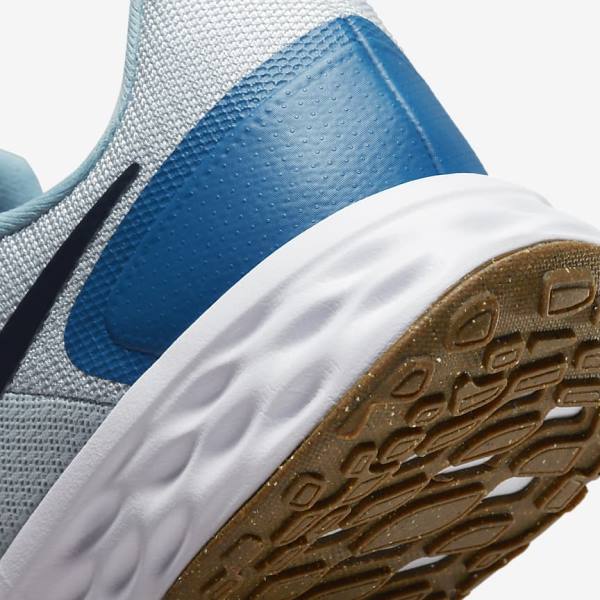 Men's Nike Revolution 6 (Extra Wide) Running Shoes Platinum / Dark Blue / Blue | NK721POF