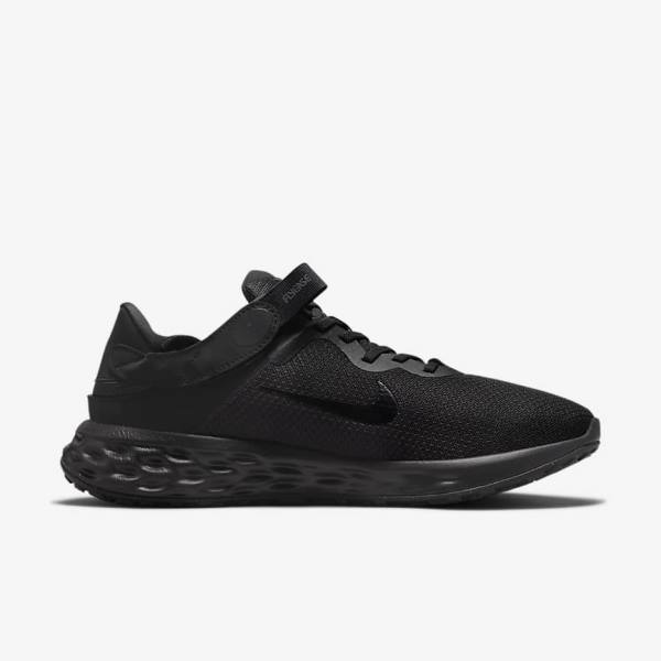 Men's Nike Revolution 6 FlyEase Next Nature Easy-On-And-Off Road (Extra Wide) Running Shoes Black / Dark Grey | NK289CJB