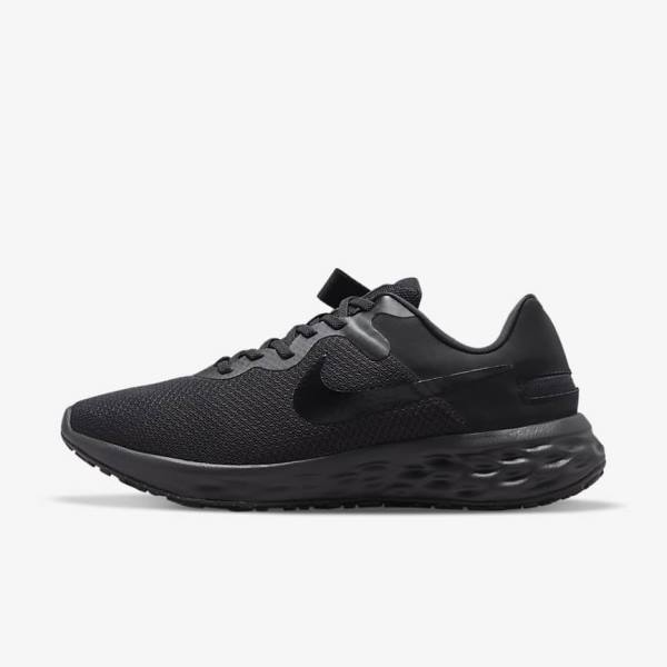 Men\'s Nike Revolution 6 FlyEase Next Nature Easy On-Off Road Running Shoes Black / Dark Grey | NK318AMR