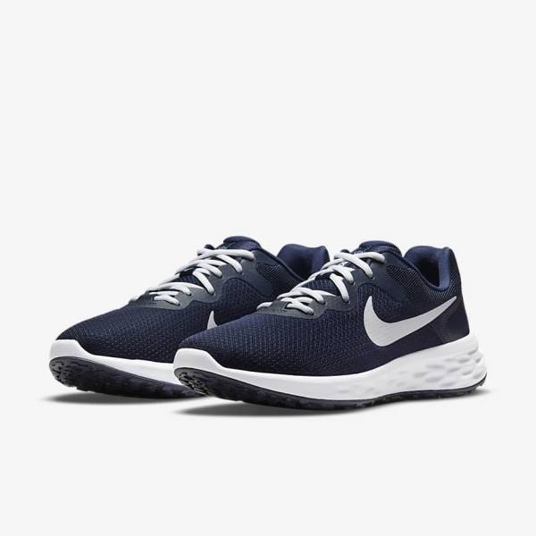 Men's Nike Revolution 6 Next Nature Road Running Shoes Navy / Obsidian / White | NK261RCZ