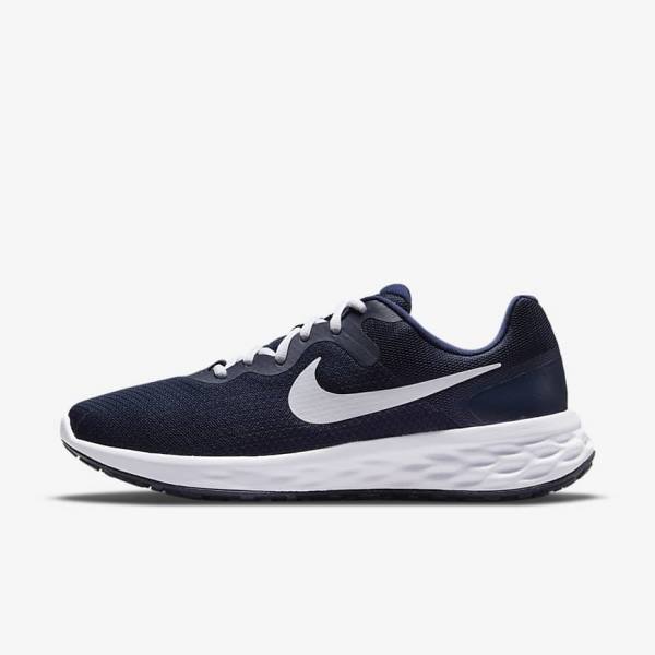 Men\'s Nike Revolution 6 Next Nature Road Running Shoes Navy / Obsidian / White | NK261RCZ