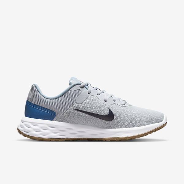 Men's Nike Revolution 6 Next Nature Road Running Shoes Platinum / Dark Blue / Blue | NK319LWR