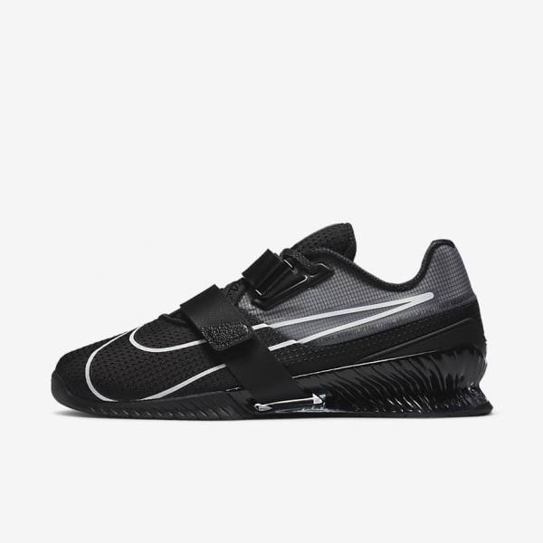 Men\'s Nike Romaleos 4 Training Shoes Black / White | NK306GUB