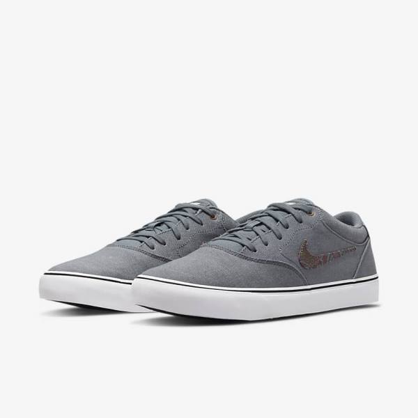 Men's Nike SB Chron 2 Canvas Premium Skate Shoes Grey / White | NK345FCK