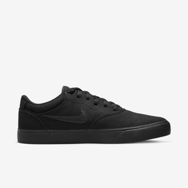 Men's Nike SB Chron 2 Canvas Skate Shoes Black | NK012NIZ