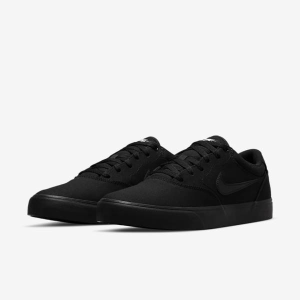 Men's Nike SB Chron 2 Canvas Skate Shoes Black | NK012NIZ