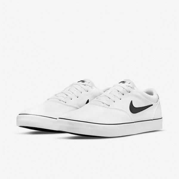 Men's Nike SB Chron 2 Canvas Skate Shoes White / Black | NK407NGJ