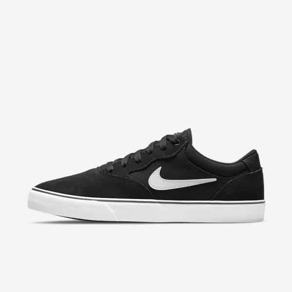 Men\'s Nike SB Chron 2 Skate Shoes Black / White | NK315BJC