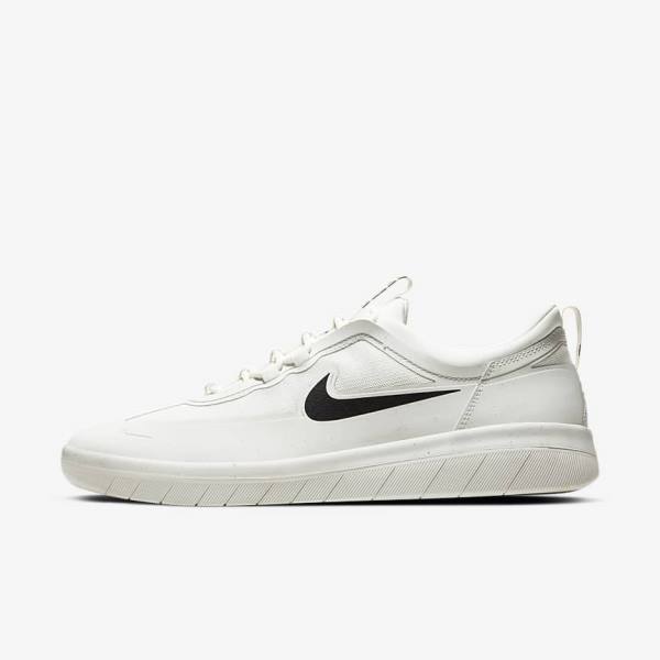 Men\'s Nike SB Nyjah Free 2 Skate Shoes White / Black | NK906IQJ