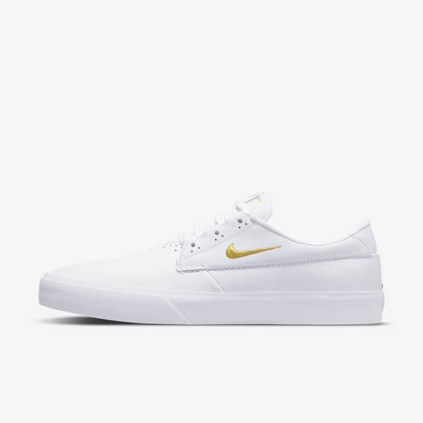 Men\'s Nike SB Shane PRM Skate Shoes White / Metal Gold | NK617VTR