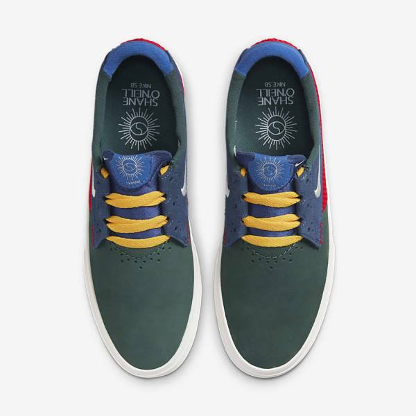 Men's Nike SB Shane Skate Shoes Green / Red / Navy | NK746QAZ