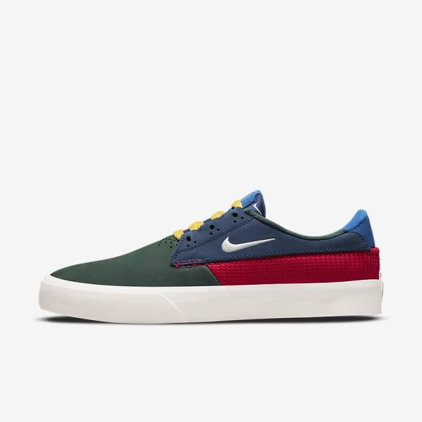 Men\'s Nike SB Shane Skate Shoes Green / Red / Navy | NK746QAZ