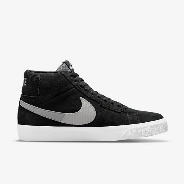 Men's Nike SB Zoom Blazer Mid Premium Skate Shoes Black / Grey / White | NK734SOB