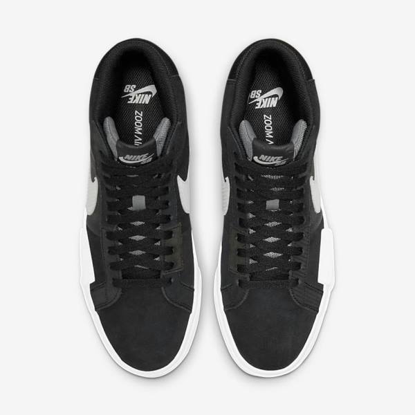 Men's Nike SB Zoom Blazer Mid Premium Skate Shoes Black / Grey / White | NK734SOB