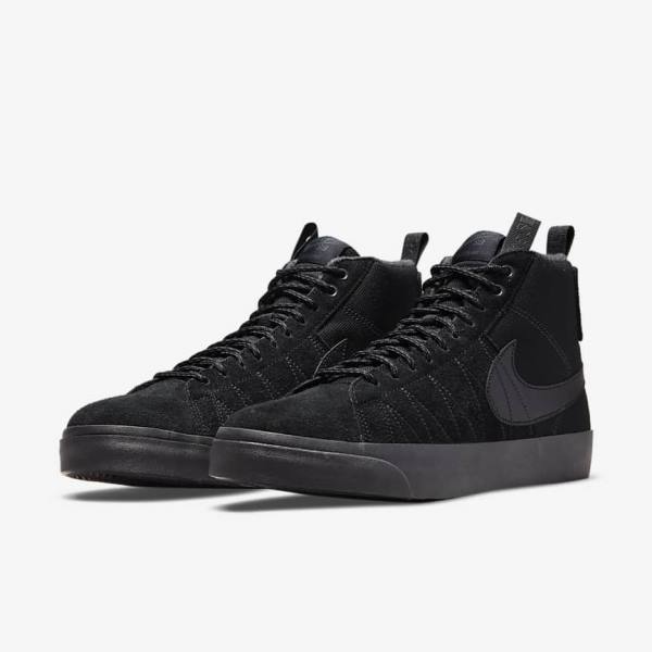 Men's Nike SB Zoom Blazer Mid Premium Sneakers Black / Dark Grey | NK103BRZ