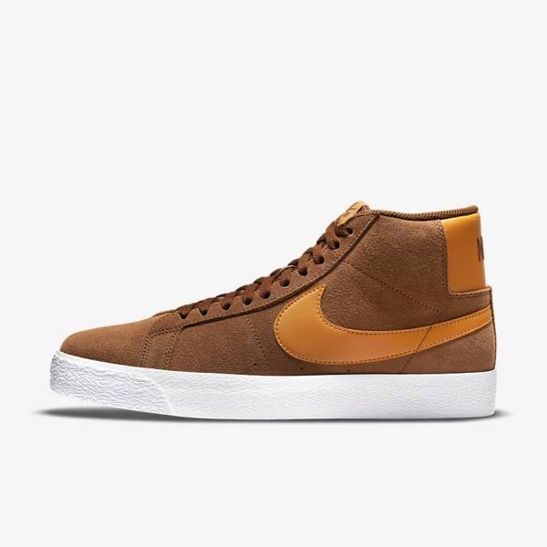 Men\'s Nike SB Zoom Blazer Mid Skate Shoes White / Yellow | NK531WNH