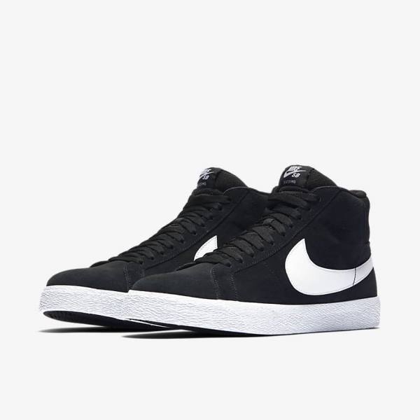 Men's Nike SB Zoom Blazer Mid Skate Shoes Black / White | NK965ASZ