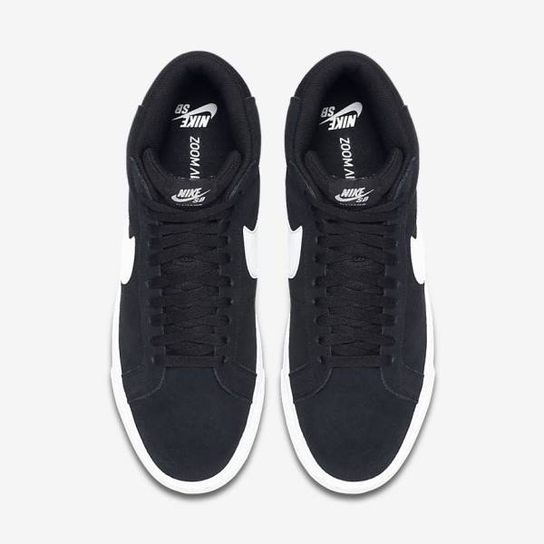 Men's Nike SB Zoom Blazer Mid Sneakers Black / White | NK325ZDC