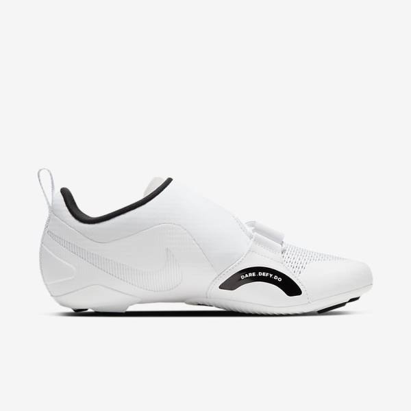 Men's Nike SuperRep Cycle Indoor Cycling Training Shoes White / Black | NK096JIC