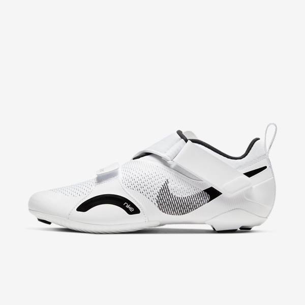 Men\'s Nike SuperRep Cycle Indoor Cycling Training Shoes White / Black | NK096JIC