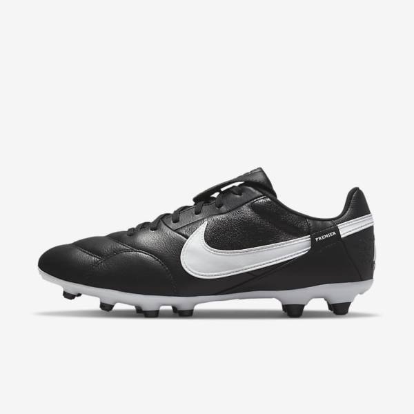 Men\'s Nike The Premier 3 FG Firm-Grounds Football Shoes Black / White | NK452NUL