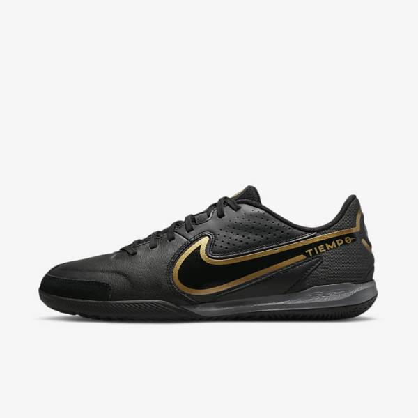 Men\'s Nike Tiempo Legend 9 Academy IC Indoor-Court Football Shoes Black / Dark Grey / Metal Gold / Black | NK710OAT