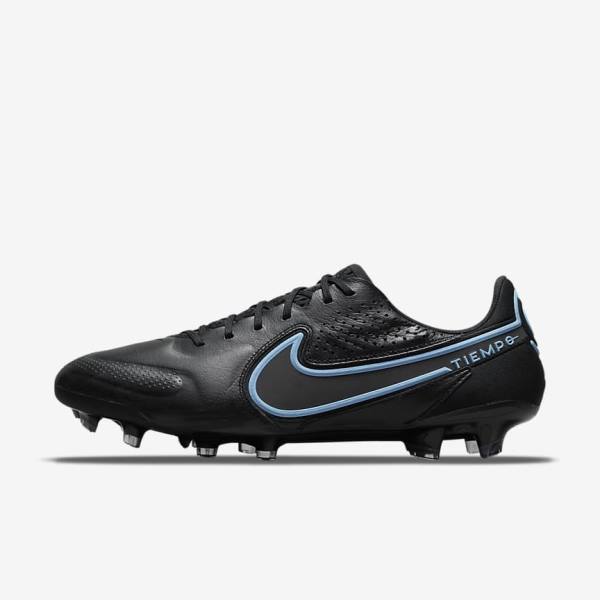 Men\'s Nike Tiempo Legend 9 Elite FG Firm-Ground Football Shoes Black / Grey | NK385EBH