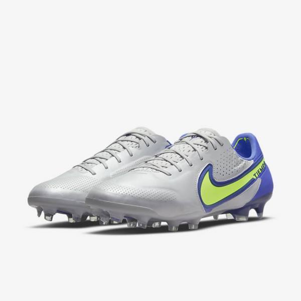 Men's Nike Tiempo Legend 9 Elite FG Firm-Ground Football Shoes Grey / Blue | NK652LFN