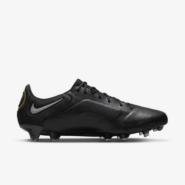 Men's Nike Tiempo Legend 9 Elite FG Firm-Ground Football Shoes Black / Dark Grey / Metal Gold / Metal Dark Grey | NK731FBM