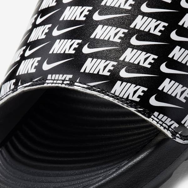 Men's Nike Victori One Printed Slides Black / White | NK432MPO