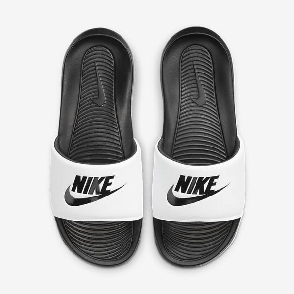 Men's Nike Victori One Slides Black / White | NK581QYU