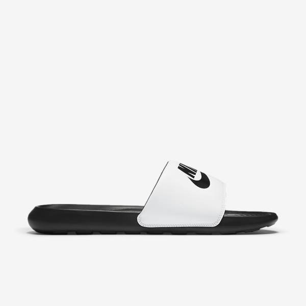 Men's Nike Victori One Slides Black / White | NK581QYU