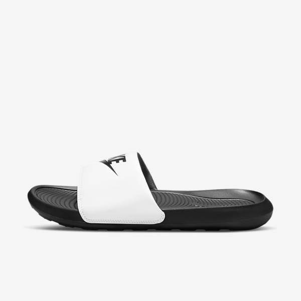 Men\'s Nike Victori One Slides Black / White | NK581QYU