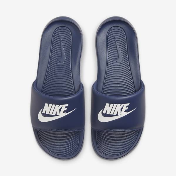 Men's Nike Victori One Slides Navy / Navy / White | NK581RIH