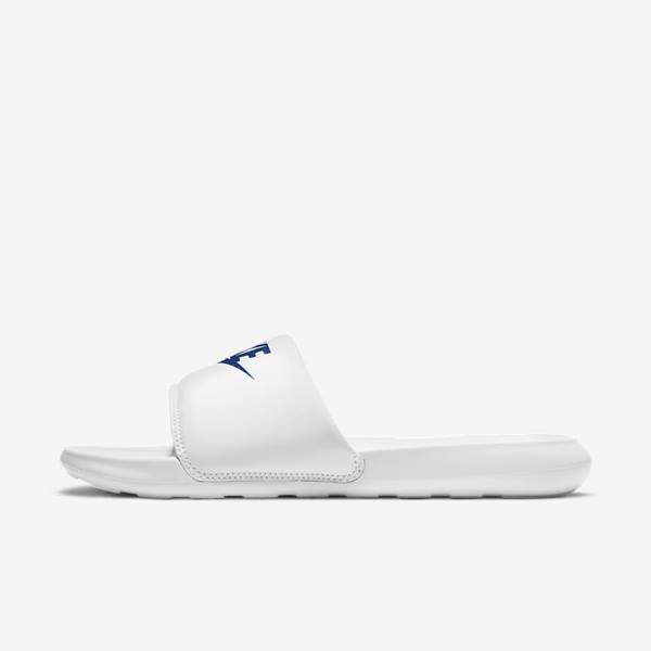 Men\'s Nike Victori One Slides White / Royal | NK862DZB