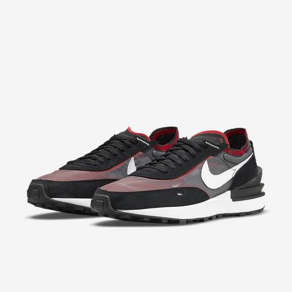 Men's Nike Waffle One SE Sneakers Black / Red / White | NK086YHV