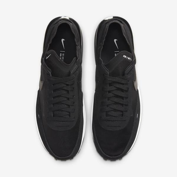 Men's Nike Waffle One Sneakers Black / White / Orange / Black | NK714OVT