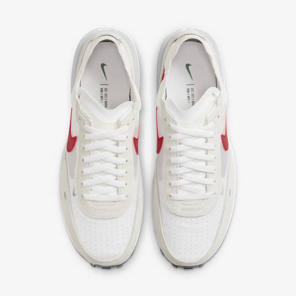 Men's Nike Waffle One Sneakers White / Green / Metal Silver / Red | NK783RMQ