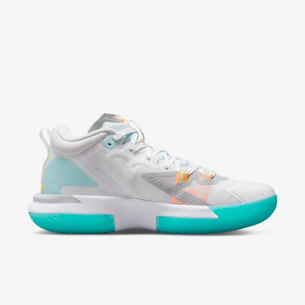 Men's Nike Zion 1 Basketball Shoes White / Orange / Turquoise / Black | NK438YKW