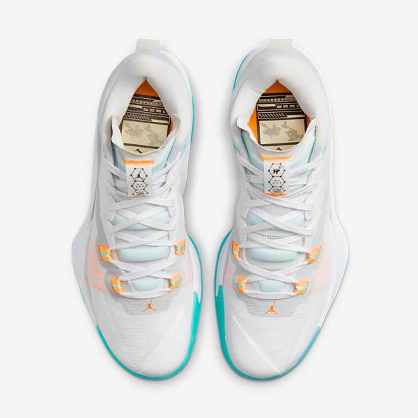 Men's Nike Zion 1 Basketball Shoes White / Orange / Turquoise / Black | NK438YKW