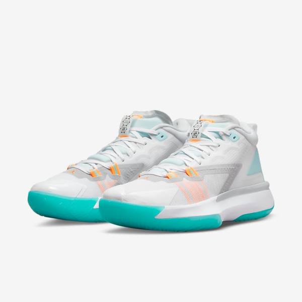 Men's Nike Zion 1 Basketball Shoes White / Orange / Turquoise / Black | NK438YKW