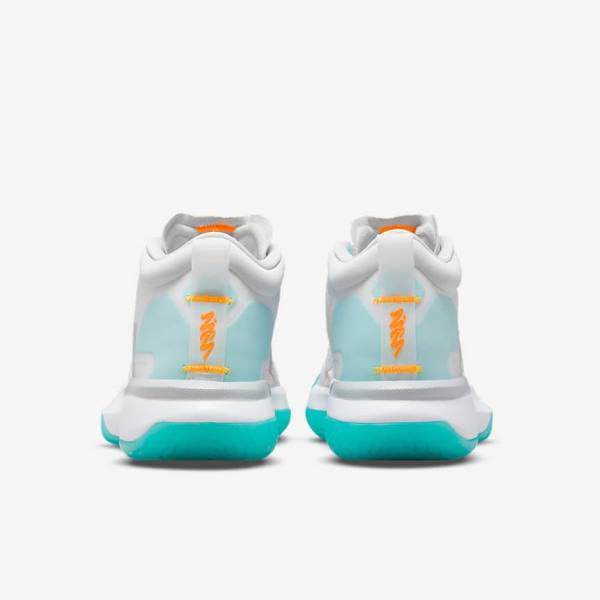 Men's Nike Zion 1 Basketball Shoes White / Orange / Turquoise / Black | NK438YKW