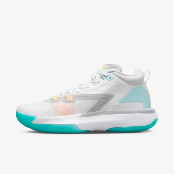 Men\'s Nike Zion 1 Jordan Shoes White / Orange / Turquoise / Black | NK743JRC