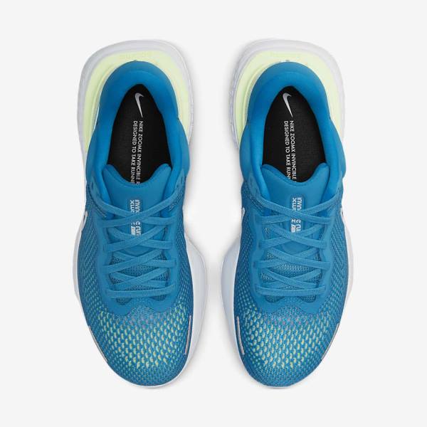 Men's Nike ZoomX Invincible Run Flyknit Road Running Shoes Blue / Light Green / Grey / White | NK874JFW