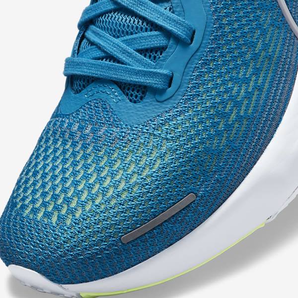 Men's Nike ZoomX Invincible Run Flyknit Road Running Shoes Blue / Light Green / Grey / White | NK874JFW