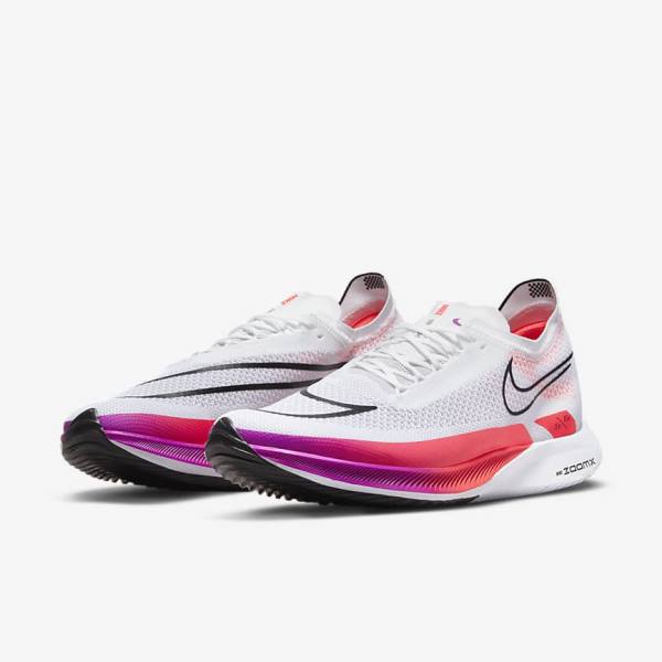 Men's Nike ZoomX Streakfly Road Racing Running Shoes White / Red / Purple / Black | NK852CQM