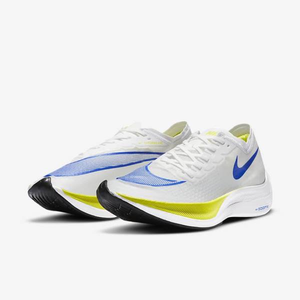 Men's Nike ZoomX Vaporfly NEXT% Road Racing Running Shoes White / Black / Blue | NK638ONU