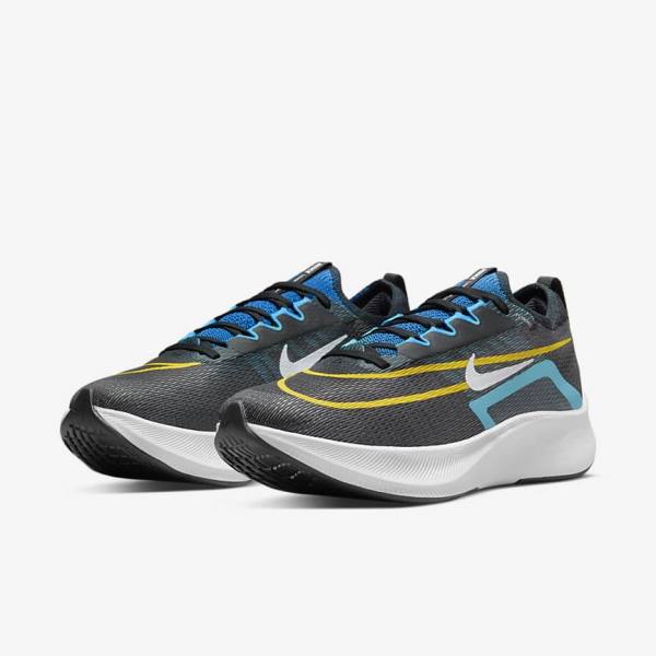 Men's Nike Zoom Fly 4 Road Running Shoes Black / Green / Orange | NK127ITD