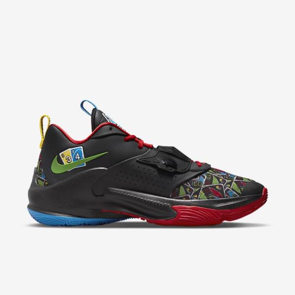 Men's Nike Zoom Freak 3 Basketball Shoes Black / White / Red / Green | NK102KCP