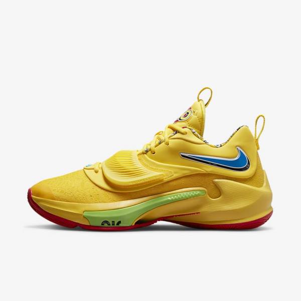 Men\'s Nike Zoom Freak 3 Basketball Shoes Yellow / White / Red / Black | NK568XET